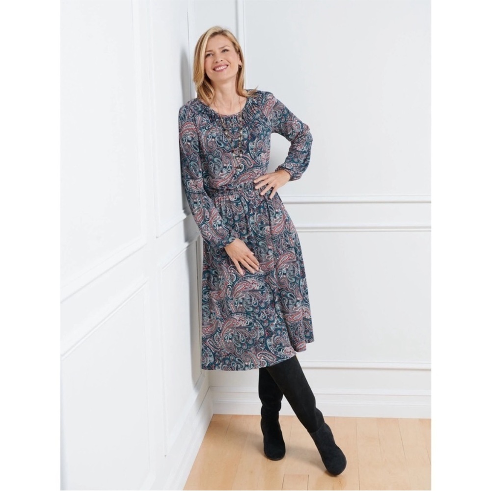 New Talbots Paisley Green Multicolor Dress Plus Size 2X.